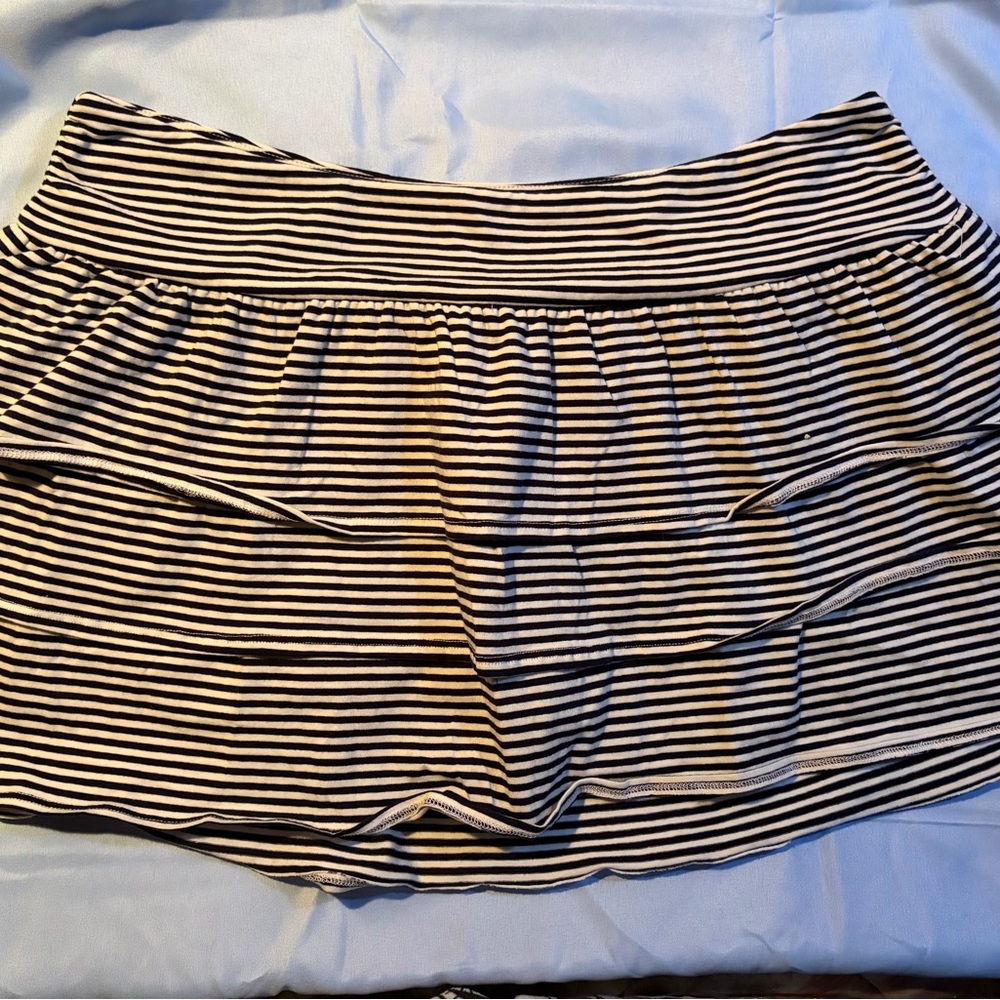 Hollister Navy and White Striped High Waist Skort
